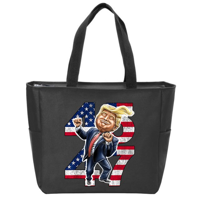 Trump Dance 45 47 American Flag Trump 2024 Zip Tote Bag