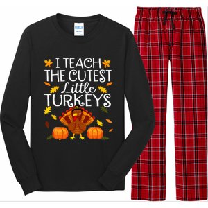 Thanksgiving Day Adorable Turkey Teaching for Educators Long Sleeve Pajama Set