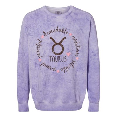 Taurus Description Apparel Wo Funny Zodiac Sign Gift Colorblast Crewneck Sweatshirt