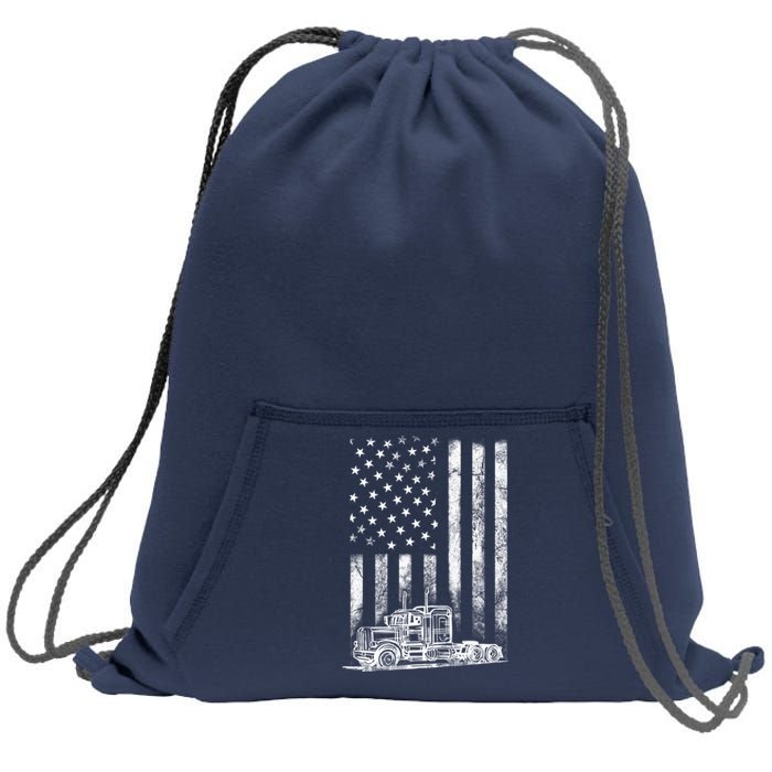 Truck Driver American Flag Trucker Vintage Gift Sweatshirt Cinch Pack Bag