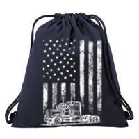 Truck Driver American Flag Trucker Vintage Gift Drawstring Bag