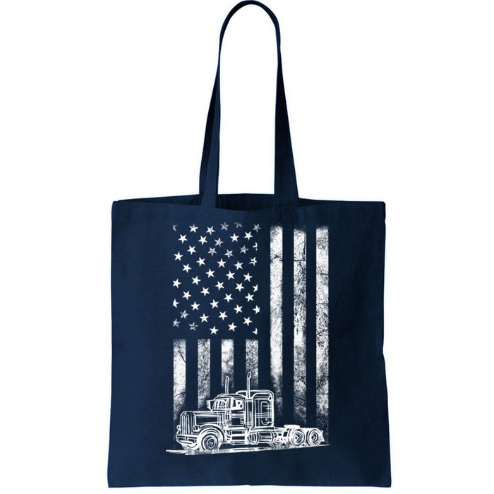 Truck Driver American Flag Trucker Vintage Gift Tote Bag