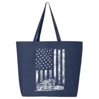 Truck Driver American Flag Trucker Vintage Gift 25L Jumbo Tote