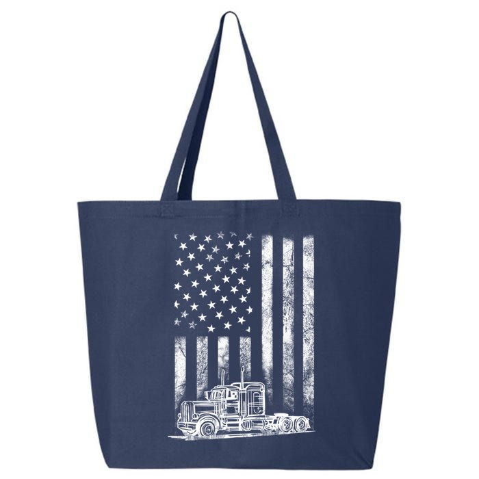 Truck Driver American Flag Trucker Vintage Gift 25L Jumbo Tote