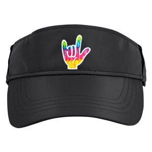 Tie Dye ASL Sign Language Hand Symbol I Love You Adult Drive Performance Visor