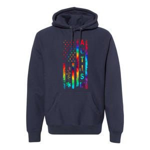 Tie Dye American Flag Autism Awareness Colorful Autism Puzzle Flag Gift Premium Hoodie