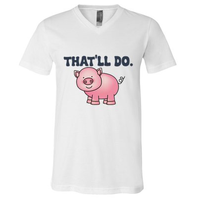 ThatLl Do Awesome Farm Pig Design V-Neck T-Shirt