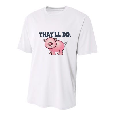 ThatLl Do Awesome Farm Pig Design Youth Performance Sprint T-Shirt