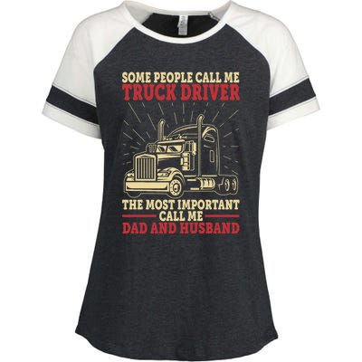 Trucker Dad And Husband People Call Me Truck Driver Big Rig Gift Enza Ladies Jersey Colorblock Tee