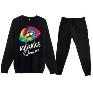 Tie Dye Aquarius Queen Lips Classic Gift Premium Crewneck Sweatsuit Set