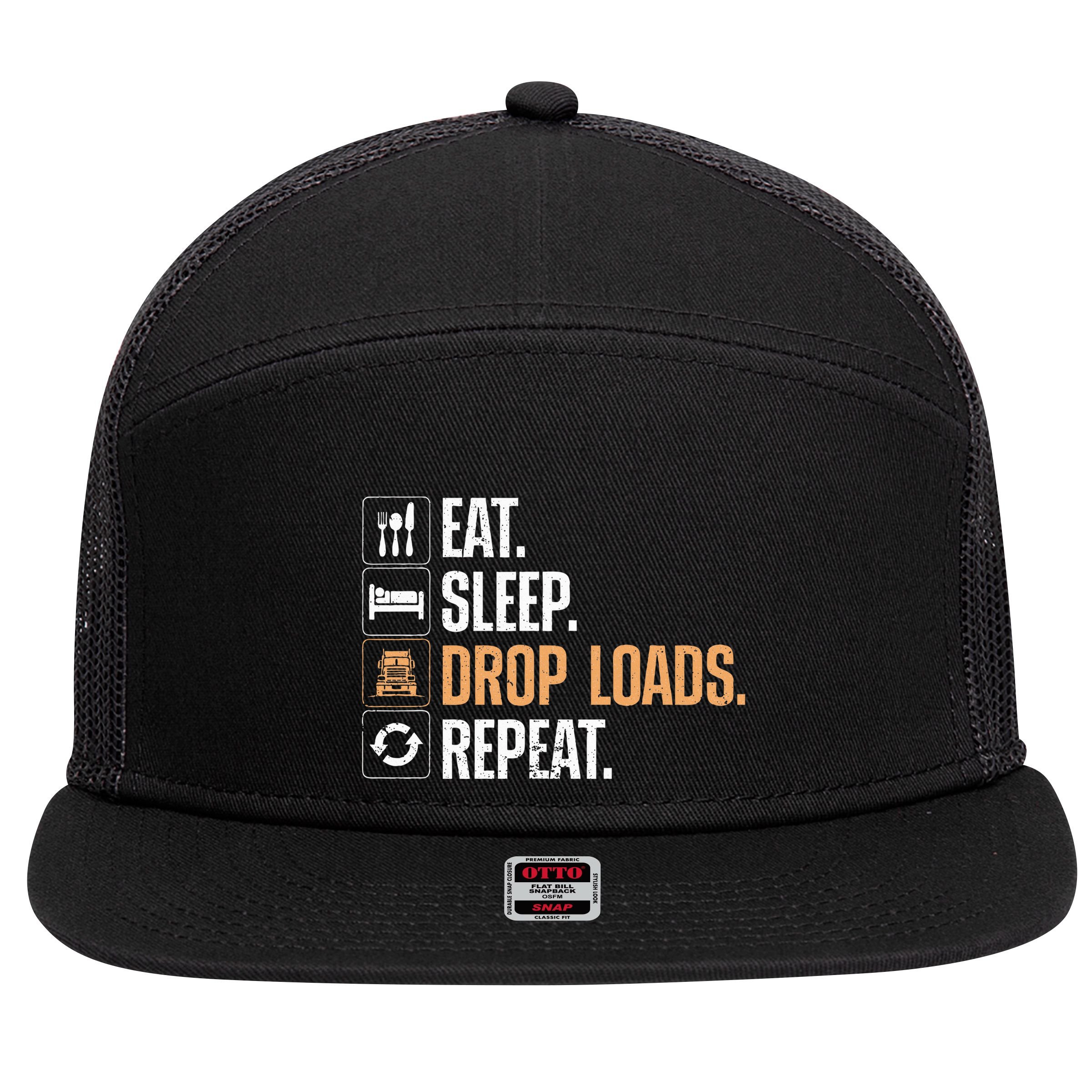 Truck Driver Art Dad Trucking Mechanic Trucker 7 Panel Mesh Trucker Snapback Hat