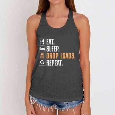 Truck Driver Art Dad Trucking Mechanic Trucker Women's Knotted Racerback Tank