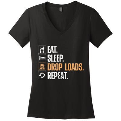 Truck Driver Art Dad Trucking Mechanic Trucker Women's V-Neck T-Shirt