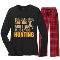 The Deer Are Calling So I Must Go Hunting Women's Long Sleeve Flannel Pajama Set 