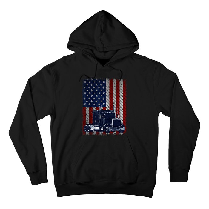 Truck Driver American Flag Trucker Gift Hoodie