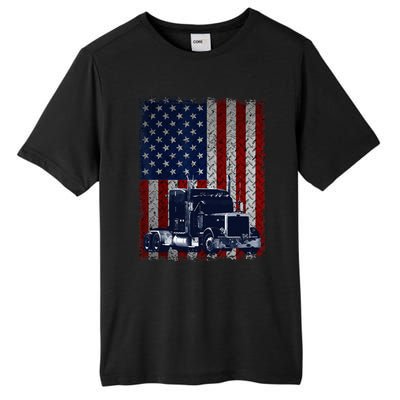 Truck Driver American Flag Trucker Gift Tall Fusion ChromaSoft Performance T-Shirt