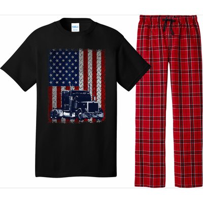 Truck Driver American Flag Trucker Gift Pajama Set