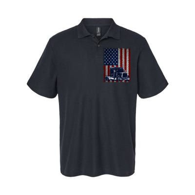 Truck Driver American Flag Trucker Gift Softstyle Adult Sport Polo