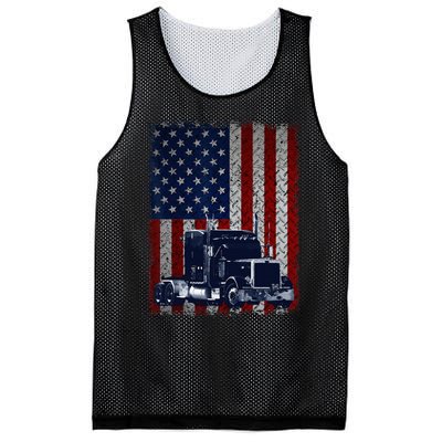 Truck Driver American Flag Trucker Gift Mesh Reversible Basketball Jersey Tank