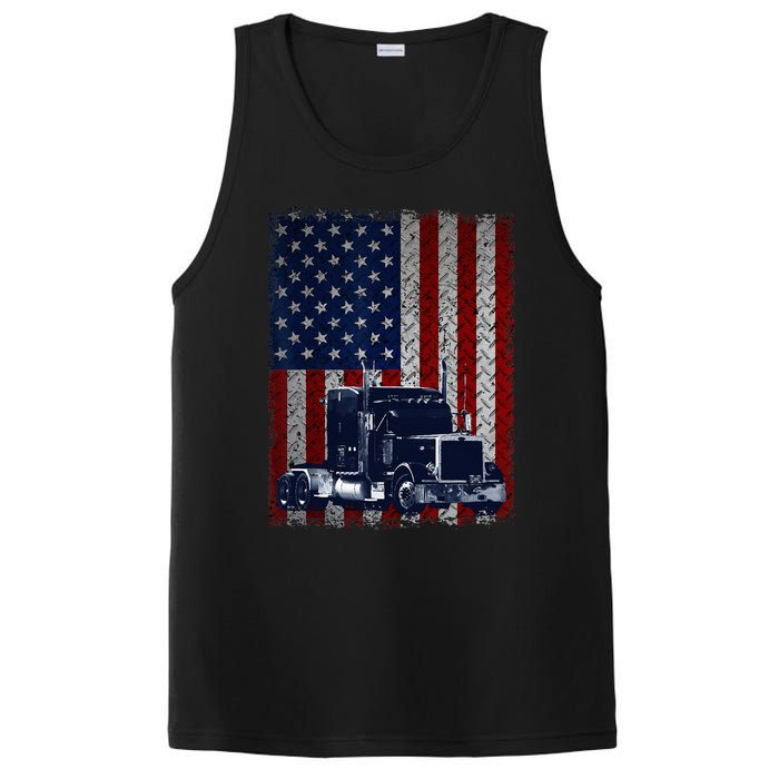 Truck Driver American Flag Trucker Gift PosiCharge Competitor Tank