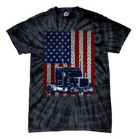 Truck Driver American Flag Trucker Gift Tie-Dye T-Shirt