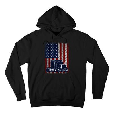 Truck Driver American Flag Trucker Gift Tall Hoodie