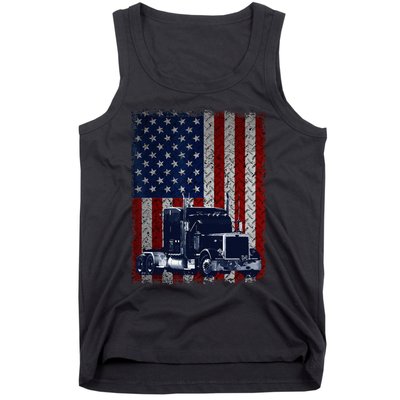 Truck Driver American Flag Trucker Gift Tank Top