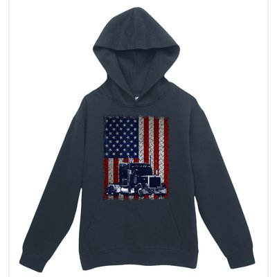 Truck Driver American Flag Trucker Gift Urban Pullover Hoodie