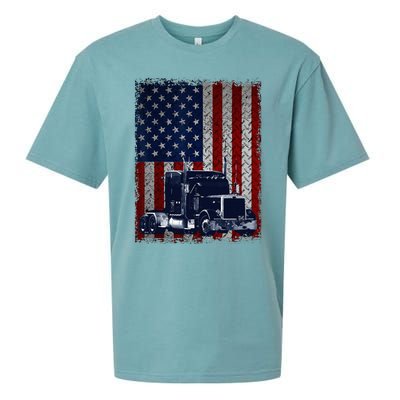 Truck Driver American Flag Trucker Gift Sueded Cloud Jersey T-Shirt