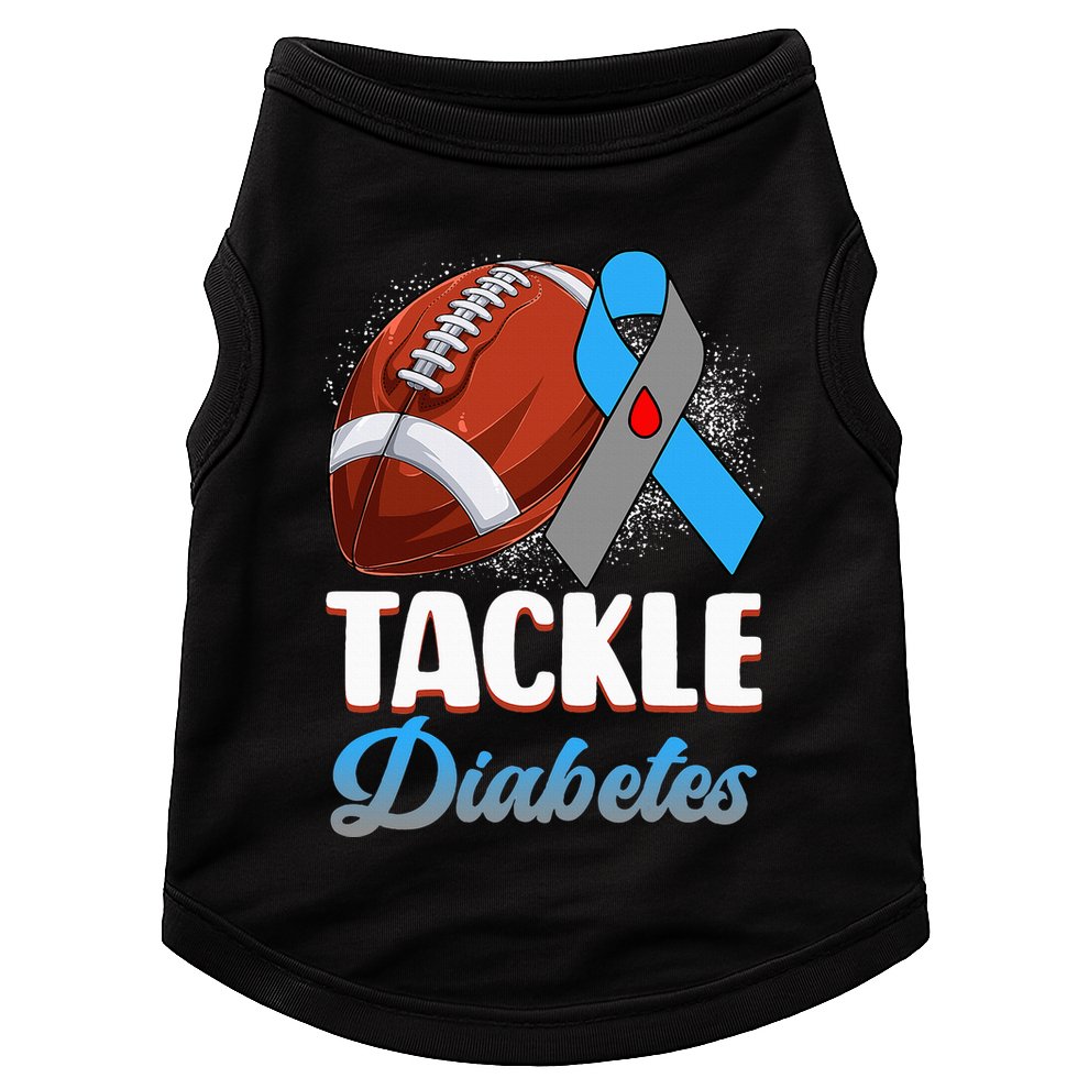 Tackle Diabetes Awareness Football Blue Ribbon Type 1 Type 2 Doggie Tank
