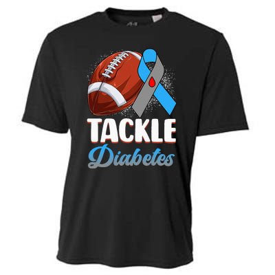 Tackle Diabetes Awareness Football Blue Ribbon Type 1 Type 2 Cooling Performance Crew T-Shirt