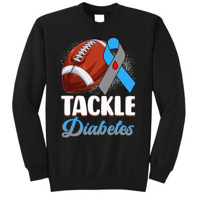 Tackle Diabetes Awareness Football Blue Ribbon Type 1 Type 2 Sweatshirt