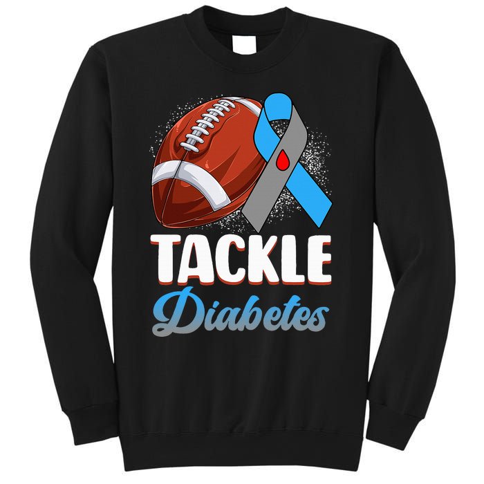 Tackle Diabetes Awareness Football Blue Ribbon Type 1 Type 2 Sweatshirt