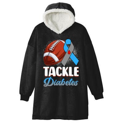 Tackle Diabetes Awareness Football Blue Ribbon Type 1 Type 2 Hooded Wearable Blanket