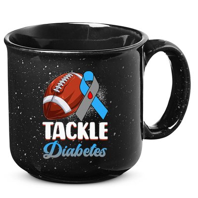 Tackle Diabetes Awareness Football Blue Ribbon Type 1 Type 2 15oz Campfire Ceramic Mug