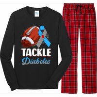 Tackle Diabetes Awareness Football Blue Ribbon Type 1 Type 2 Long Sleeve Pajama Set