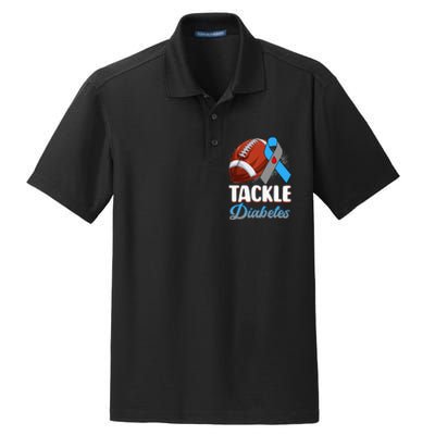 Tackle Diabetes Awareness Football Blue Ribbon Type 1 Type 2 Dry Zone Grid Polo