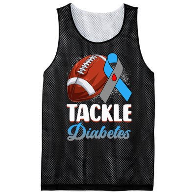 Tackle Diabetes Awareness Football Blue Ribbon Type 1 Type 2 Mesh Reversible Basketball Jersey Tank