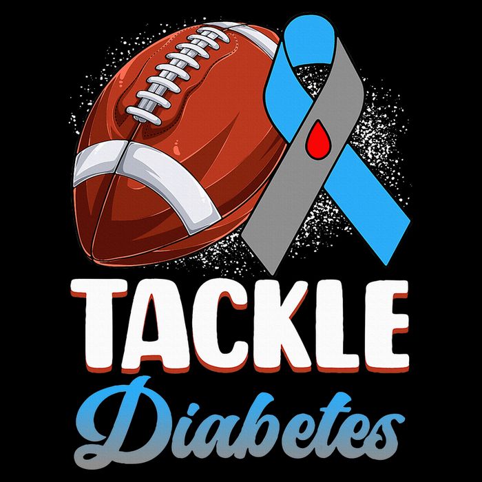 Tackle Diabetes Awareness Football Blue Ribbon Type 1 Type 2 Cooling Performance Long Sleeve Crew