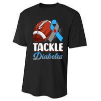 Tackle Diabetes Awareness Football Blue Ribbon Type 1 Type 2 Performance Sprint T-Shirt