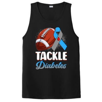 Tackle Diabetes Awareness Football Blue Ribbon Type 1 Type 2 PosiCharge Competitor Tank