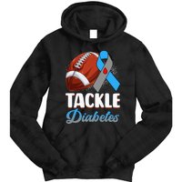 Tackle Diabetes Awareness Football Blue Ribbon Type 1 Type 2 Tie Dye Hoodie