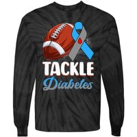 Tackle Diabetes Awareness Football Blue Ribbon Type 1 Type 2 Tie-Dye Long Sleeve Shirt