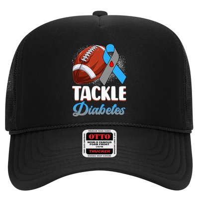 Tackle Diabetes Awareness Football Blue Ribbon Type 1 Type 2 Trucker Hat