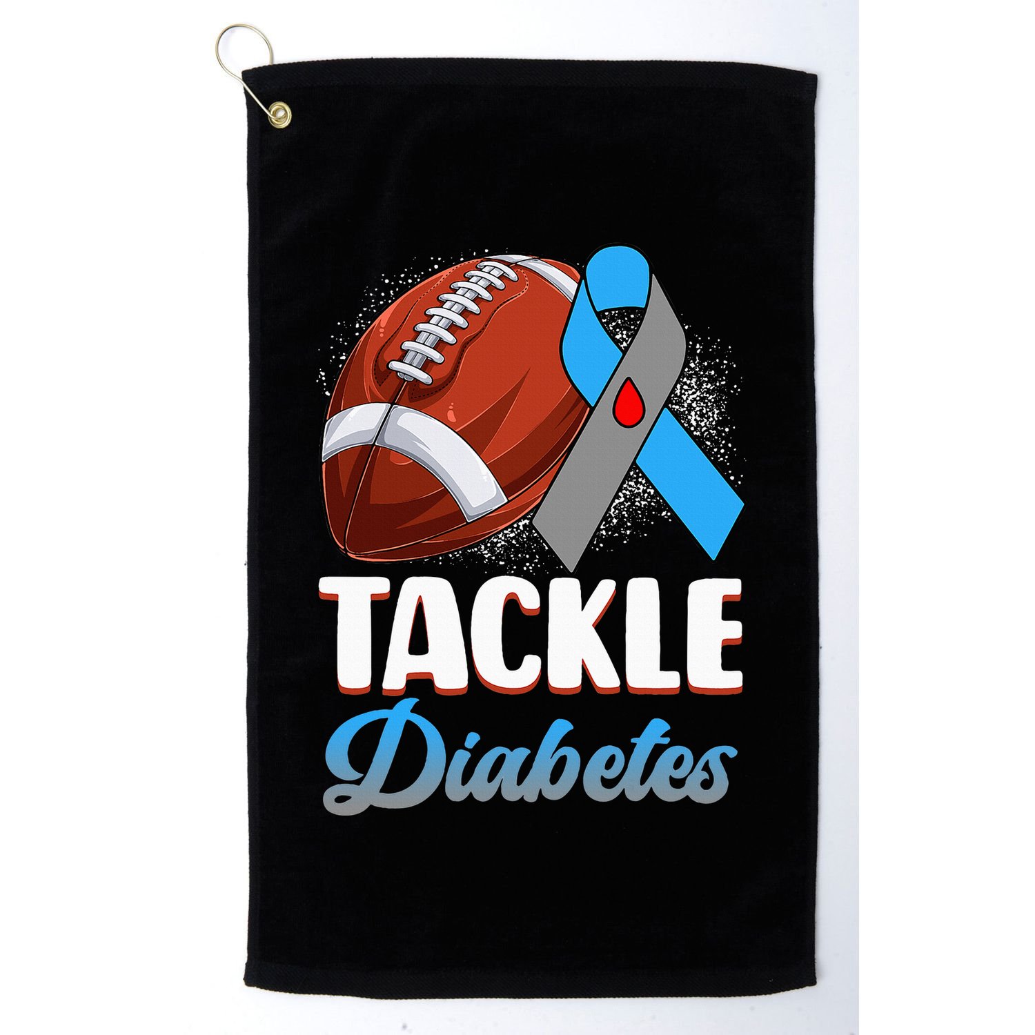 Tackle Diabetes Awareness Football Blue Ribbon Type 1 Type 2 Golf Towel