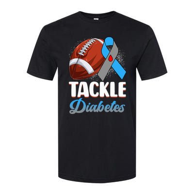 Tackle Diabetes Awareness Football Blue Ribbon Type 1 Type 2 Softstyle CVC T-Shirt