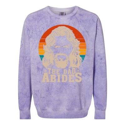 The Dad Abides Funny Fathers Day Retro Colorblast Crewneck Sweatshirt