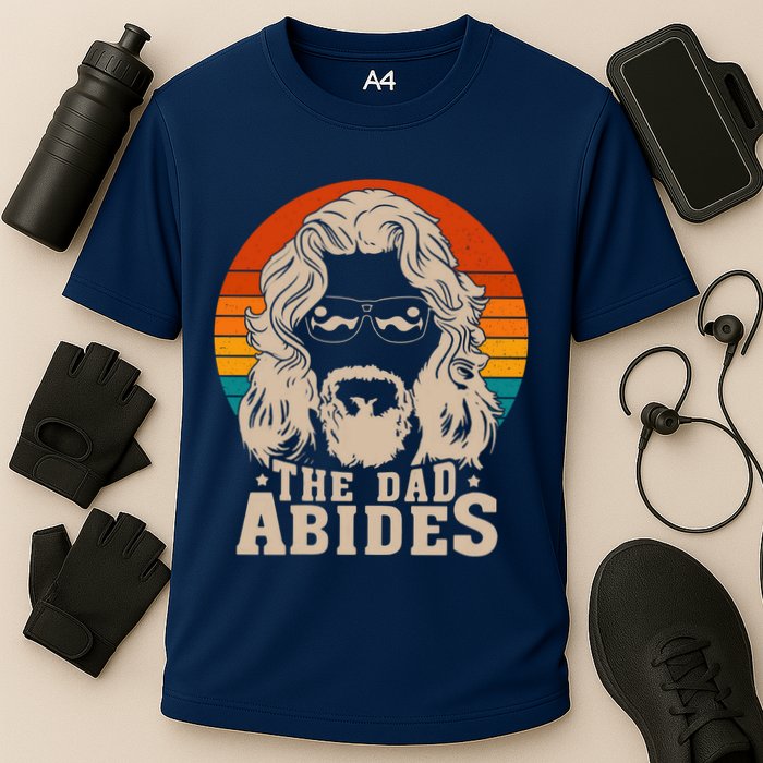 The Dad Abides Funny Fathers Day Retro Cooling Performance Crew T-Shirt