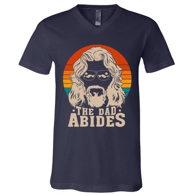The Dad Abides Funny Fathers Day Retro V-Neck T-Shirt