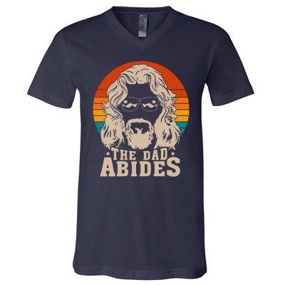 The Dad Abides Funny Fathers Day Retro V-Neck T-Shirt